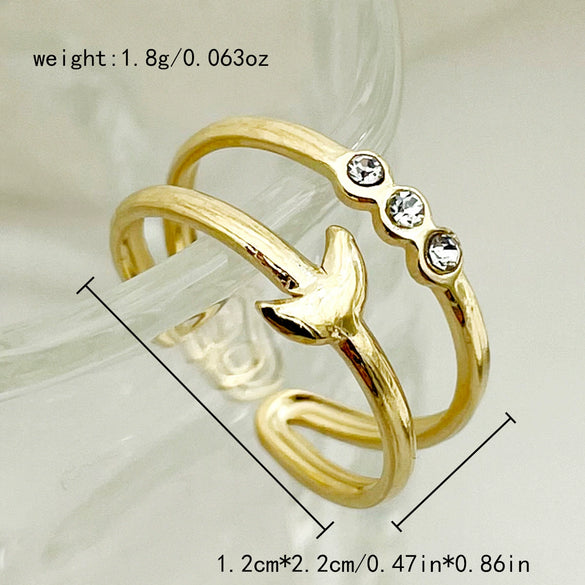 Fashion Commuter Exquisite Flower Pearl Opening Stainless Steel Ring With Electroplating