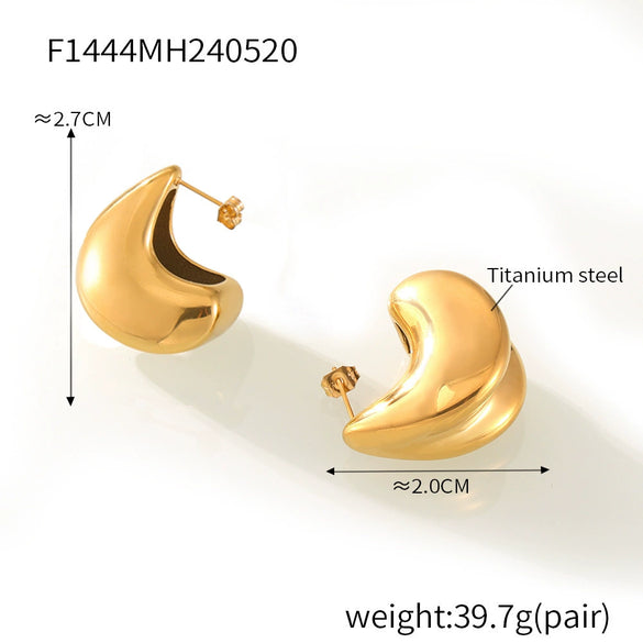 Fashion Commuter Niche Creative Water Drop Geometric Titanium Steel Earrings With Electroplating For Women