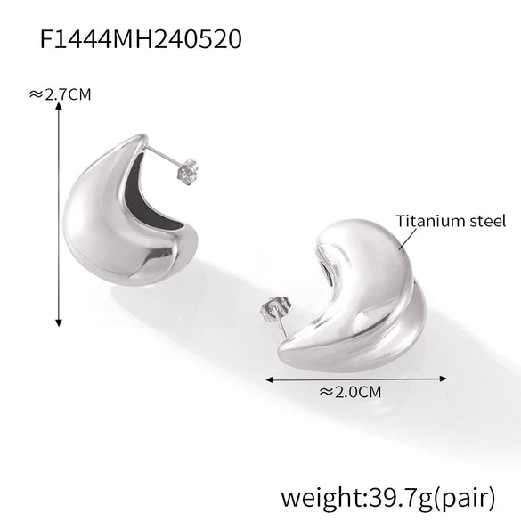 Fashion Commuter Niche Creative Water Drop Geometric Titanium Steel Earrings With Electroplating For Women