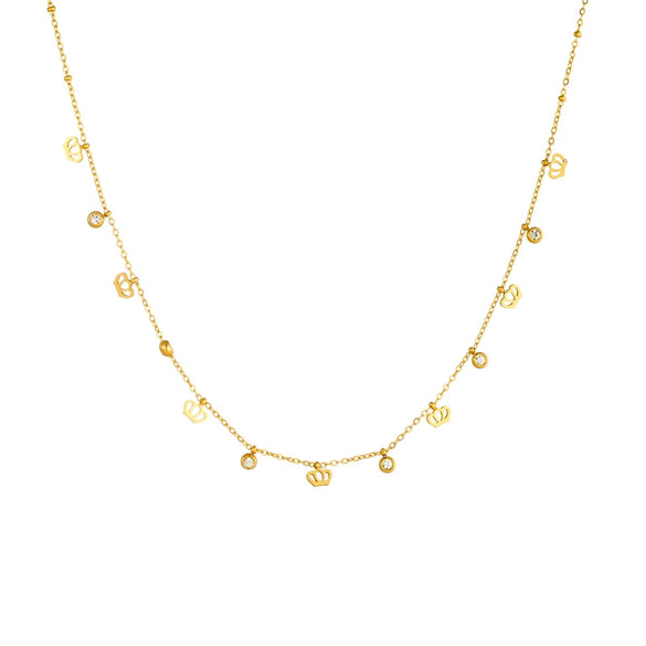 Fashion Commuter Simple Gold Plated Stainless Steel Pendant Necklace With Butterfly Disc Lightning Crown And Eye Accessories Electroplating Treatment