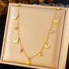 Fashion Commuter Simple Gold Plated Stainless Steel Pendant Necklace With Butterfly Disc Lightning Crown And Eye Accessories Electroplating Treatment