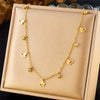 Fashion Commuter Simple Gold Plated Stainless Steel Pendant Necklace With Butterfly Disc Lightning Crown Eye Accessories In Heart Shape With Electroplating