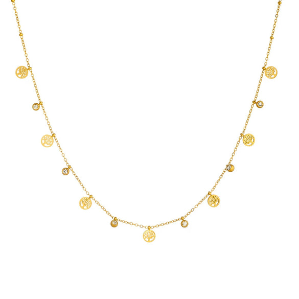 Fashion Commuter Simple Gold Plated Stainless Steel Pendant Necklace With Butterfly Disc Lightning Crown Eye Accessories In Heart Shape With Electroplating