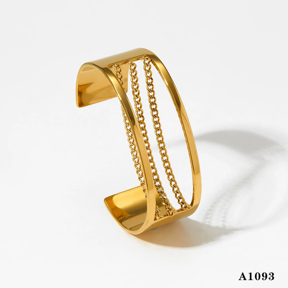 Fashion Commuting Simple Geometric Open Stainless Steel Bracelet With Electroplating Color Preservation And Niche Personality Design