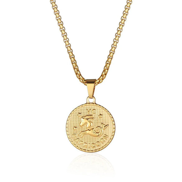 Fashion Constellation Titanium Steel Pendant Necklace Gold Plated Stainless Steel Necklaces