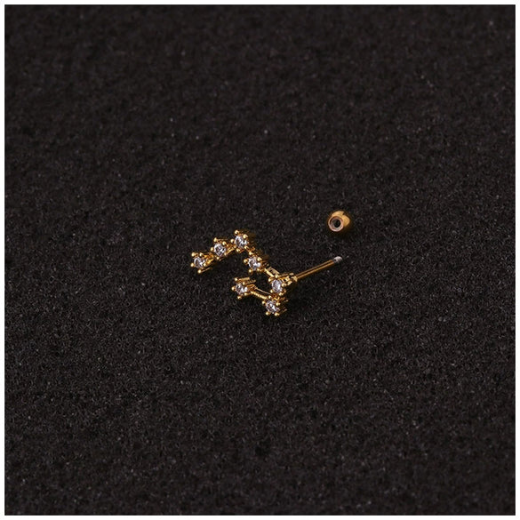 Fashion Constellation Zircon Inlaid Metal Piercing Ear Jewelry