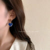 Fashion Contrast Color Alloy Heart Tassel Earrings With Double Peach Heart Dripping Oil Design Sweet Light Luxury Style