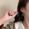 Fashion Contrast Color Alloy Heart Tassel Earrings With Double Peach Heart Dripping Oil Design Sweet Light Luxury Style
