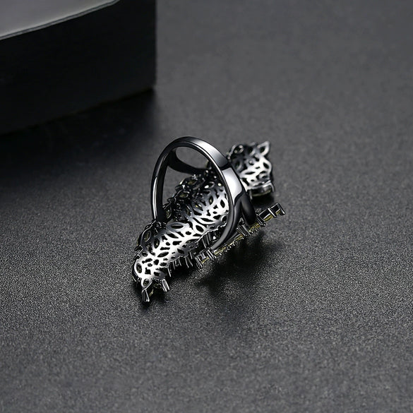 Fashion Copper Adjustable Open Ring With Geometric Design And Zircon Inlay Electroplated For Women
