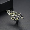 Fashion Copper Adjustable Open Ring With Geometric Design And Zircon Inlay Electroplated For Women