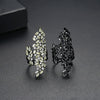 Fashion Copper Adjustable Open Ring With Geometric Design And Zircon Inlay Electroplated For Women