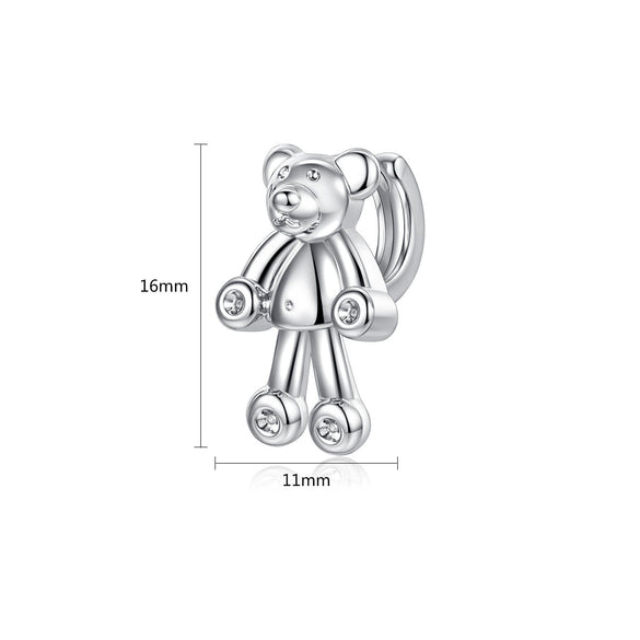 Fashion Copper Bear Earrings With Zircon Accents Simple Animal Zodiac Jewelry Accessories