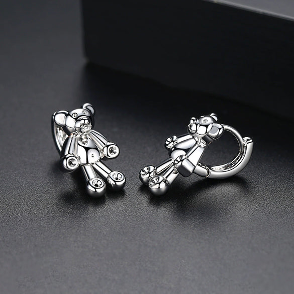 Fashion Copper Bear Earrings With Zircon Accents Simple Animal Zodiac Jewelry Accessories
