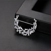 Fashion Copper Brooch Pin Geometric Crescent Design With Inlaid Zircon Electroplated Clothing Accessory For Women