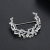Fashion Copper Brooch Pin Geometric Crescent Design With Inlaid Zircon Electroplated Clothing Accessory For Women