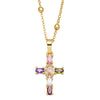 Fashion Copper Cross Pendant Necklace With Micro Inlaid Zircon Ball Chain Simple All Match Jewelry For Women