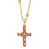 Fashion Copper Cross Pendant Necklace With Micro Inlaid Zircon Ball Chain Simple All Match Jewelry For Women