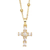 Fashion Copper Cross Pendant Necklace With Micro Inlaid Zircon Ball Chain Simple All Match Jewelry For Women