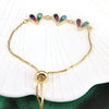 Fashion Copper Electroplated Micro Pave Colorful Zircon Heart Shaped Bracelet Simple Adjustable Geometric Hand Accessory For Women