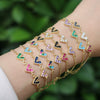 Fashion Copper Electroplated Micro Pave Colorful Zircon Heart Shaped Bracelet Simple Adjustable Geometric Hand Accessory For Women