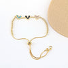 Fashion Copper Electroplated Micro Pave Colorful Zircon Heart Shaped Bracelet Simple Adjustable Geometric Hand Accessory For Women