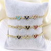 Fashion Copper Electroplated Micro Pave Colorful Zircon Heart Shaped Bracelet Simple Adjustable Geometric Hand Accessory For Women