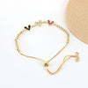 Fashion Copper Electroplated Micro Pave Colorful Zircon Heart Shaped Bracelet Simple Adjustable Geometric Hand Accessory For Women