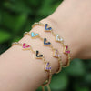 Fashion Copper Electroplated Micro Pave Colorful Zircon Heart Shaped Bracelet Simple Adjustable Geometric Hand Accessory For Women