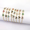Fashion Copper Electroplated Micro Pave Colorful Zircon Heart Shaped Bracelet Simple Adjustable Geometric Hand Accessory For Women