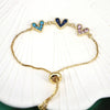 Fashion Copper Electroplated Micro Pave Colorful Zircon Heart Shaped Bracelet Simple Adjustable Geometric Hand Accessory For Women