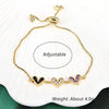Fashion Copper Electroplated Micro Pave Colorful Zircon Heart Shaped Bracelet Simple Adjustable Geometric Hand Accessory For Women