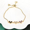 Fashion Copper Electroplated Micro Pave Colorful Zircon Heart Shaped Bracelet Simple Adjustable Geometric Hand Accessory For Women