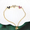 Fashion Copper Electroplated Micro Pave Colorful Zircon Heart Shaped Bracelet Simple Adjustable Geometric Hand Accessory For Women