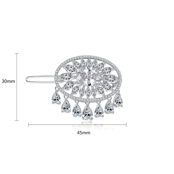 Fashion Copper Flower Hairpin With Zircon And Tassel Word Clip Hair Accessory For Women Wholesale