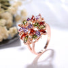Fashion Copper Flower Zircon Ring For Women Shiny Floral Design Set With Zircon Wholesale Jewelry