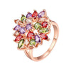 Fashion Copper Flower Zircon Ring For Women Shiny Floral Design Set With Zircon Wholesale Jewelry