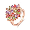 Fashion Copper Flower Zircon Ring For Women Shiny Floral Design Set With Zircon Wholesale Jewelry