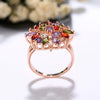 Fashion Copper Flower Zircon Ring For Women Shiny Floral Design Set With Zircon Wholesale Jewelry