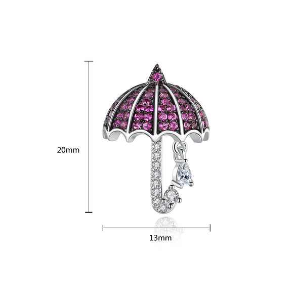 Fashion Copper Geometric Small Umbrella Earrings With Micro Inlaid Pointed Crystal Mixed Color Zircon For Women
