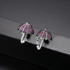 Fashion Copper Geometric Small Umbrella Earrings With Micro Inlaid Pointed Crystal Mixed Color Zircon For Women
