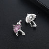 Fashion Copper Geometric Small Umbrella Earrings With Micro Inlaid Pointed Crystal Mixed Color Zircon For Women