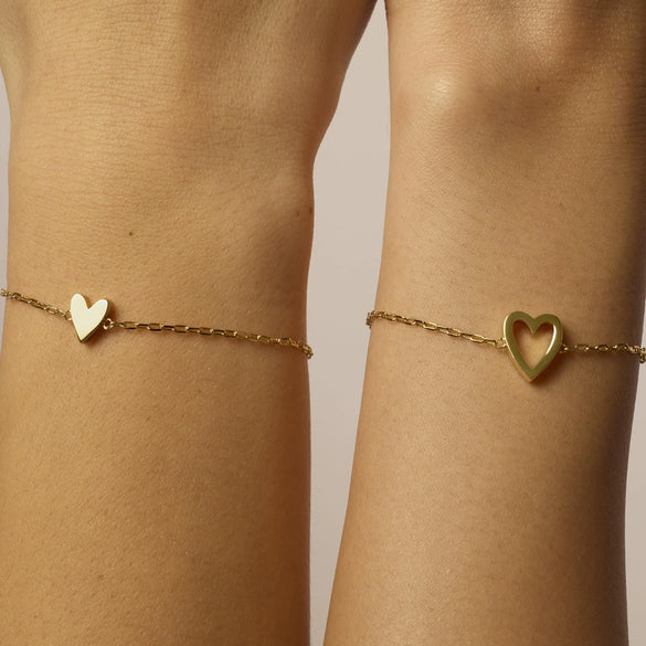 Fashion Copper Hollow Heart Couple Bracelet Set Adjustable Electroplated Heart Shape Bracelets For Women