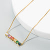 Fashion Copper Inlaid Colorful Zircon Geometric Pendant Necklace For Women Alloy Ball Chain Microsetting