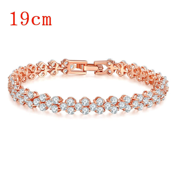 Fashion Copper Inlaid Zircon Ladies Bracelet With Rose Gold Electroplating