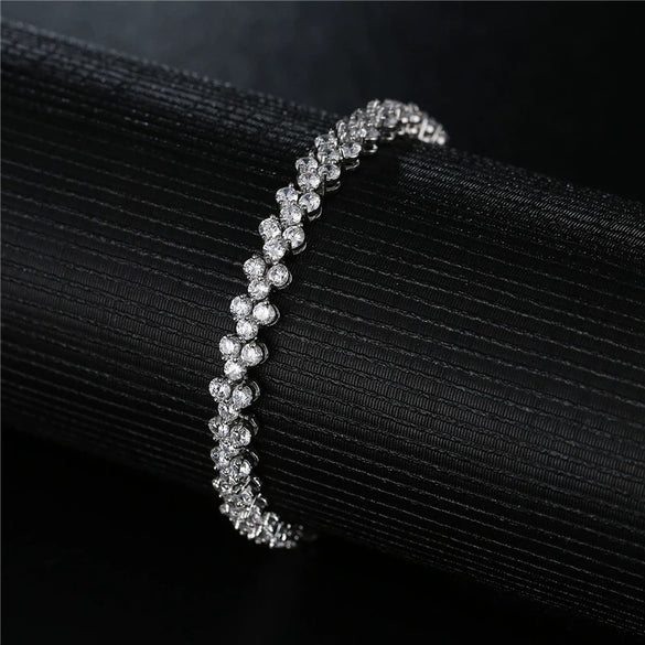 Fashion Copper Inlaid Zircon Ladies Bracelet With Rose Gold Electroplating