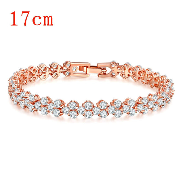 Fashion Copper Inlaid Zircon Ladies Bracelet With Rose Gold Electroplating