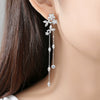 Fashion Copper Inlaid Zircon Long Tassel Chain Earrings Geometric Flower Ear Jewelry For Women