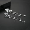 Fashion Copper Inlaid Zircon Long Tassel Chain Earrings Geometric Flower Ear Jewelry For Women