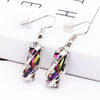 Fashion Copper Jewelry Set With Colorful Faceted Crystal Earrings And Geometric Pendant Necklace With O Chain