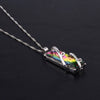 Fashion Copper Jewelry Set With Colorful Faceted Crystal Earrings And Geometric Pendant Necklace With O Chain